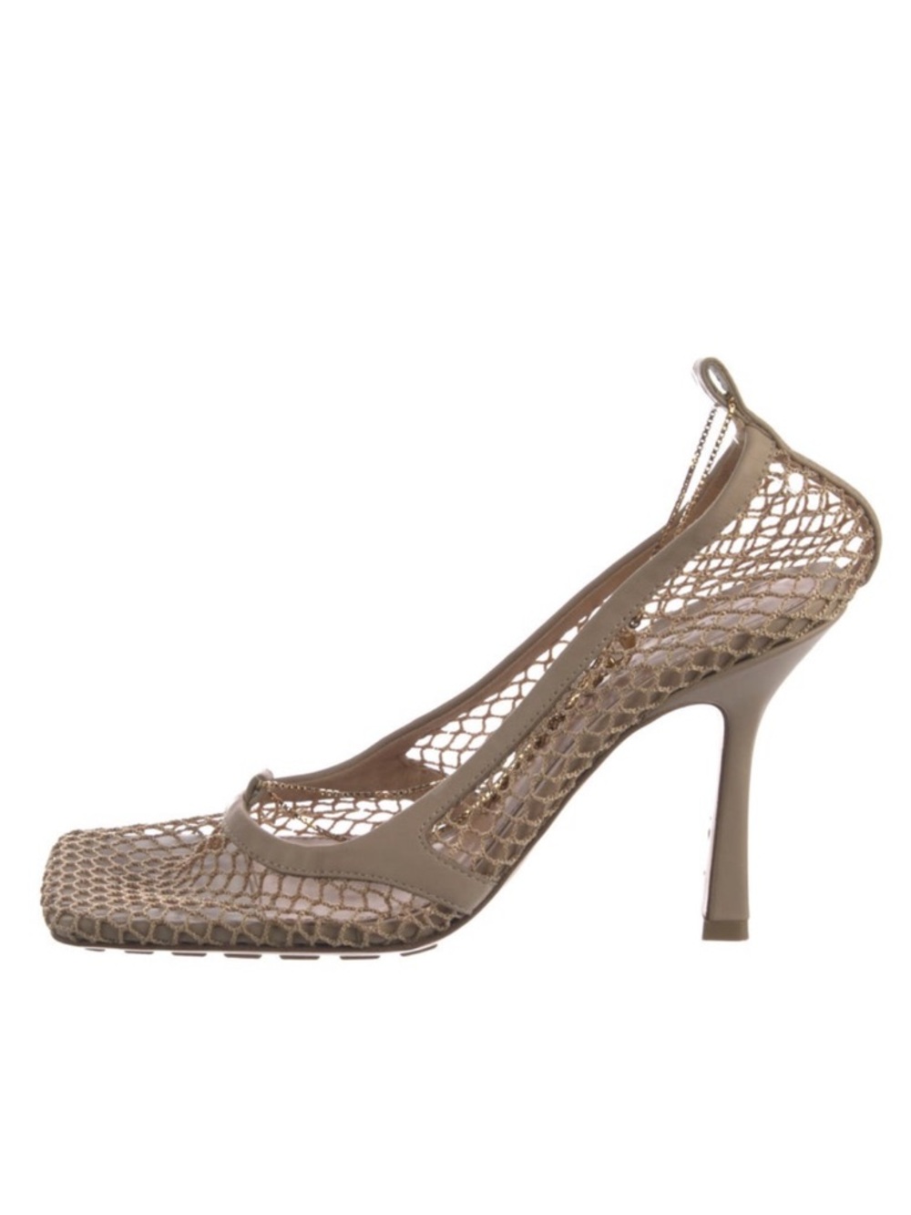 Bottega Veneta Taupe Mesh Square-Toe Stiletto Pump